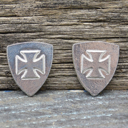 Knights Templar Cufflinks (Raised Cross), Handcast Pewter Cufflinks, Polished Finish