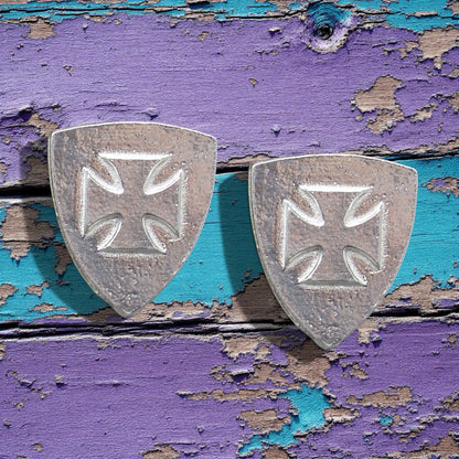 Knights Templar Cufflinks (Raised Cross), Handcast Pewter Cufflinks, Polished Finish