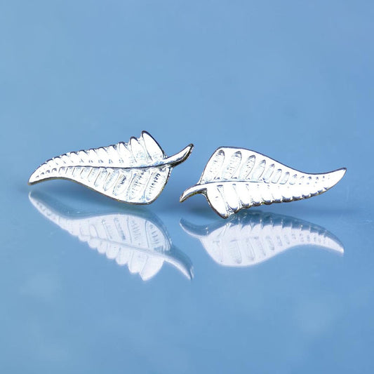 Silver Fern Cufflinks, Handcast Pewter Cufflinks, Polished Finish