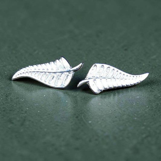 Silver Fern Cufflinks, Handcast Pewter Cufflinks, Polished Finish