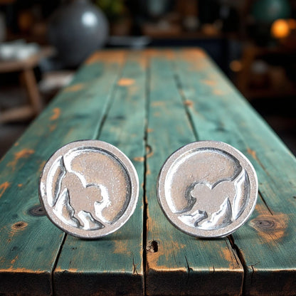 Dog Cufflinks (Dog Silhouette), Handcast Pewter Cufflinks, Polished Finish
