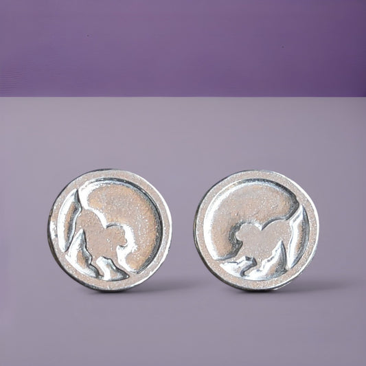 Dog Cufflinks (Dog Silhouette), Handcast Pewter Cufflinks, Polished Finish