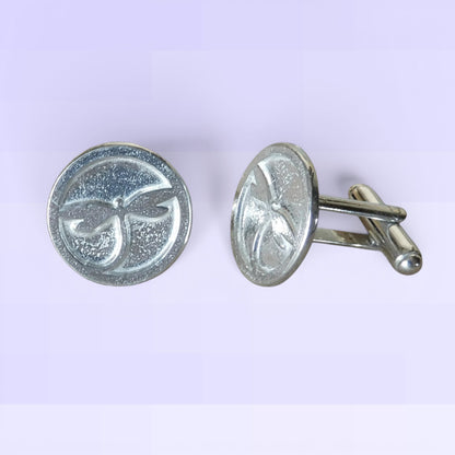 Dragonfly Cufflinks (Round Design), Handcast Pewter Cufflinks, Polished Finish