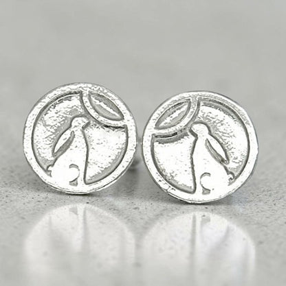 Moon Gazing Hare Cufflinks, Handcast Pewter Cufflinks, Polished Finish