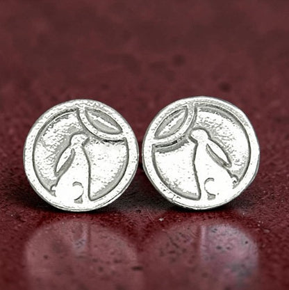 Moon Gazing Hare Cufflinks, Handcast Pewter Cufflinks, Polished Finish