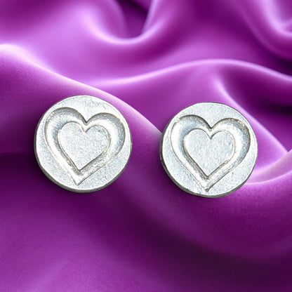 Double Heart Cufflinks, Handcast Pewter Cufflinks, Polished Finish