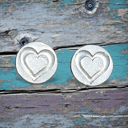 Double Heart Cufflinks, Handcast Pewter Cufflinks, Polished Finish