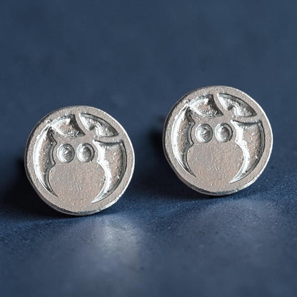 Owl and Moon Cufflinks, Handcast Pewter Cufflinks, Polished Finish