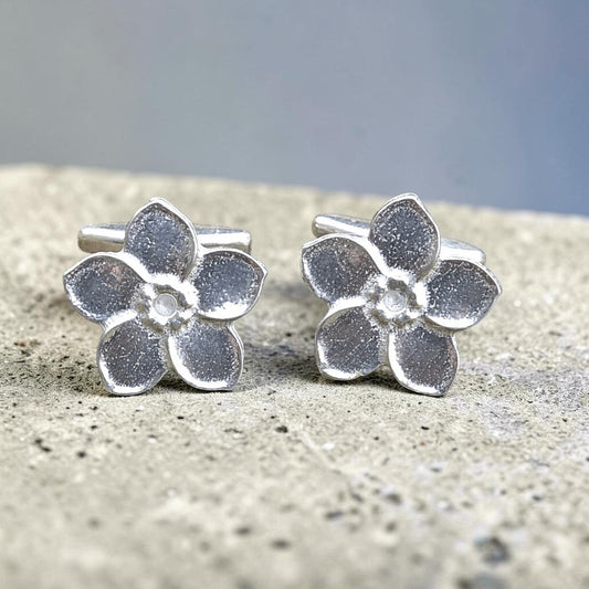 Forget Me Not Cufflinks, Handcast Cufflinks, Polished Finish