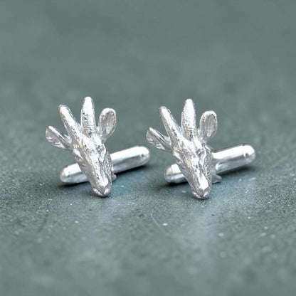 Goat Cufflinks (Small Design), Handcast Pewter Cufflinks, Polished Finish