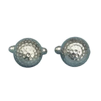 Golf Ball Cufflinks, Handcast Pewter Cufflinks, Polished Finish