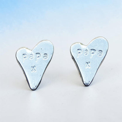 Papa Heart Cufflinks (Large Design), Handcast Pewter Cufflinks, Polished Finish