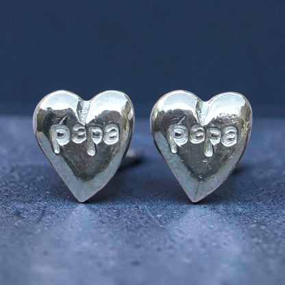 Papa Heart Cufflinks (Small Design), Handcast Pewter Cufflinks, Polished Finish