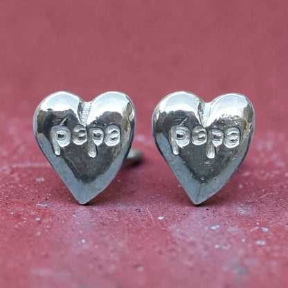 Papa Heart Cufflinks (Small Design), Handcast Pewter Cufflinks, Polished Finish