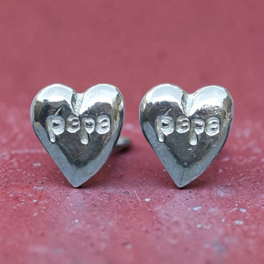 Papa Heart Cufflinks (Small Design), Handcast Pewter Cufflinks, Polished Finish