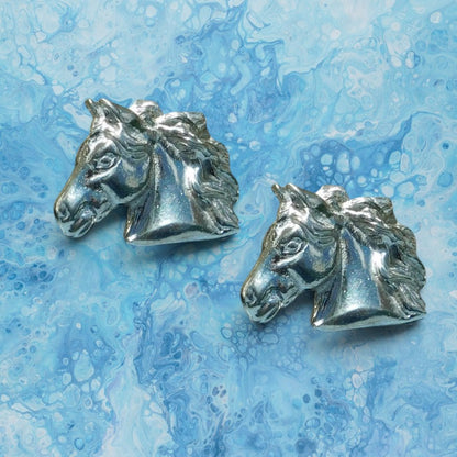 Horse Head Cufflinks, Handcast Pewter Cufflinks, Polished Finish