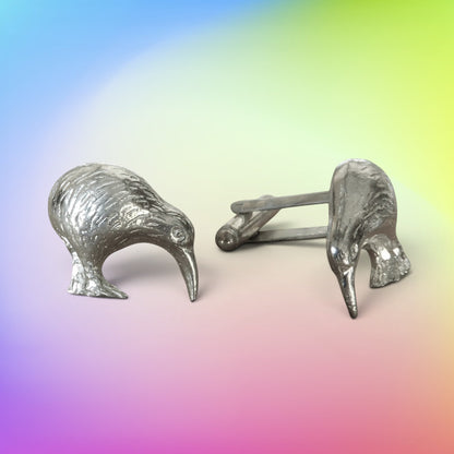 Kiwi Cufflinks, Handcast Cufflinks, Polished Finish