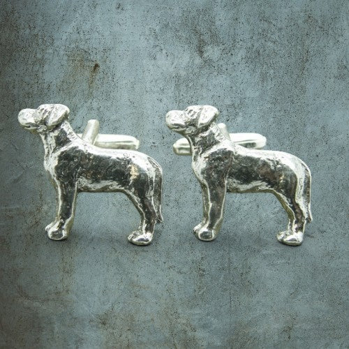 Dog Cufflinks, Handcast Pewter Cufflinks, Polished Finish