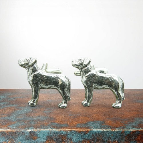 Labrador Dog Cufflinks, Handcast Pewter Cufflinks, Polished Finish