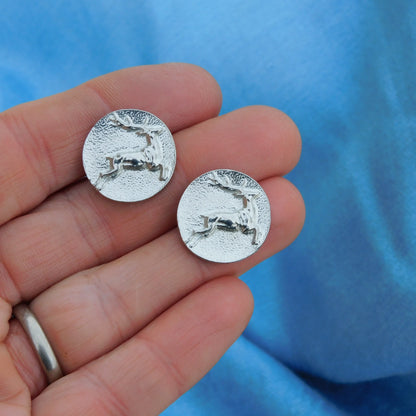 Stag Cufflinks, Handcast Pewter Cufflinks, Polished Finish