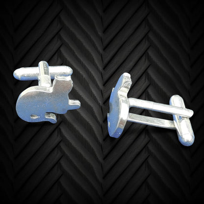 Cat Cufflinks (Lying Cat), Handcast Pewter Cufflinks, Polished Finish