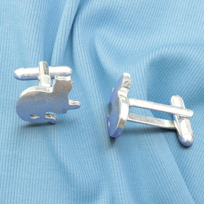 Cat Cufflinks (Lying Cat), Handcast Pewter Cufflinks, Polished Finish