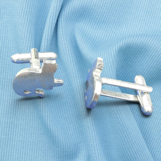 Cat Cufflinks (Lying Cat), Handcast Pewter Cufflinks, Polished Finish