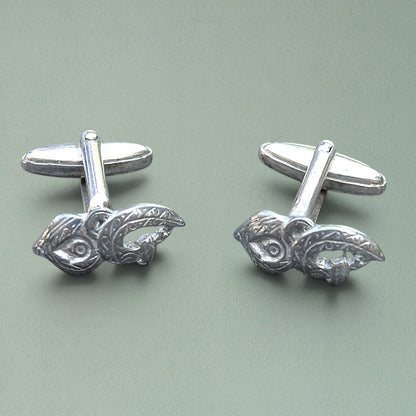 Maori Manaia Cufflinks, Handcast Pewter Cufflinks, Polished Finish