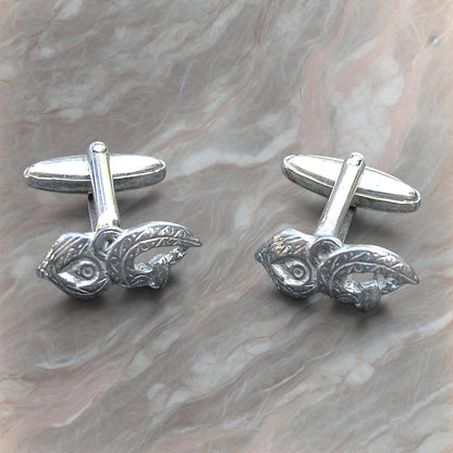 Maori Manaia Cufflinks, Handcast Pewter Cufflinks, Polished Finish