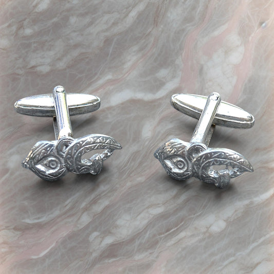 Maori Manaia Cufflinks, Handcast Pewter Cufflinks, Polished Finish