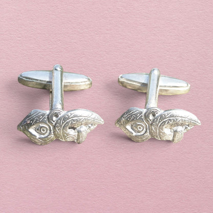 Maori Manaia Cufflinks, Handcast Pewter Cufflinks, Polished Finish