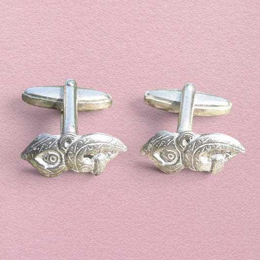 Maori Manaia Cufflinks, Handcast Pewter Cufflinks, Polished Finish