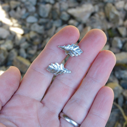 Oak Leaf Cufflinks (Small Design), Handcast Pewter Cufflinks, Polished Finish