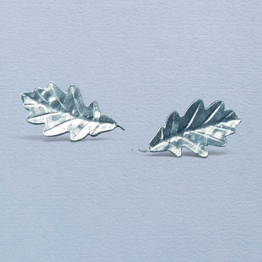 Oak Leaf Cufflinks (Medium Design), Handcast Pewter Cufflinks, Polished Finish