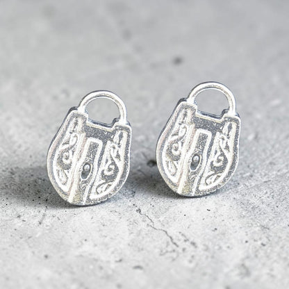 Padlock Cufflinks, Handcast Pewter Cufflinks, Polished Finish