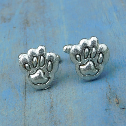 Paw Cufflinks, Handcast Pewter Cufflinks, Polished Finish