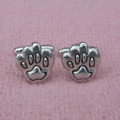 Paw Cufflinks, Handcast Pewter Cufflinks, Polished Finish