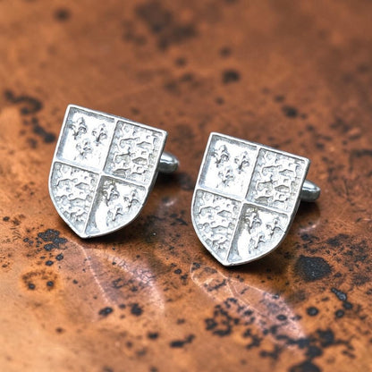 Richard III Shield Cufflinks, Handcast Pewter Cufflinks, Polished Finish