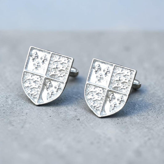 Richard III Shield Cufflinks, Handcast Pewter Cufflinks, Polished Finish