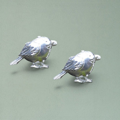Robin Cufflinks, Handcast Pewter Cufflinks, Polished Finish