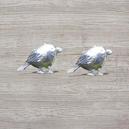 Robin Cufflinks, Handcast Pewter Cufflinks, Polished Finish