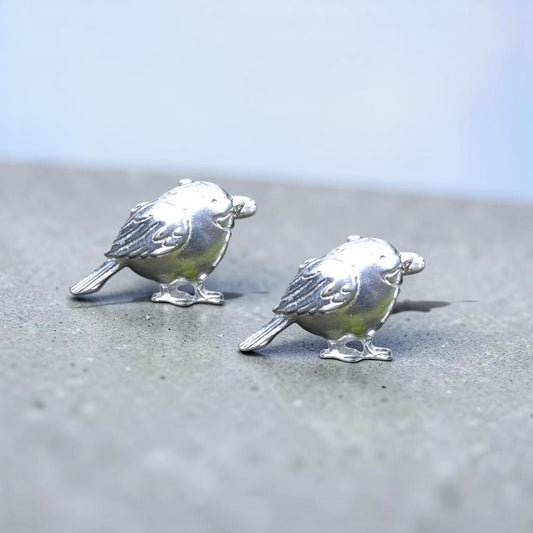 Robin Cufflinks, Handcast Pewter Cufflinks, Polished Finish