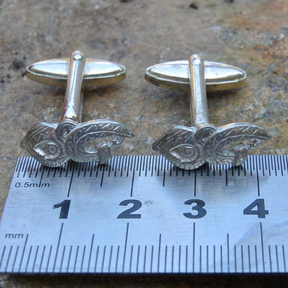 Maori Manaia Cufflinks, Handcast Pewter Cufflinks, Polished Finish