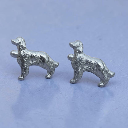 Dog Cufflinks, Setter Cufflinks, Handcast Pewter Cufflinks, Polished Finish