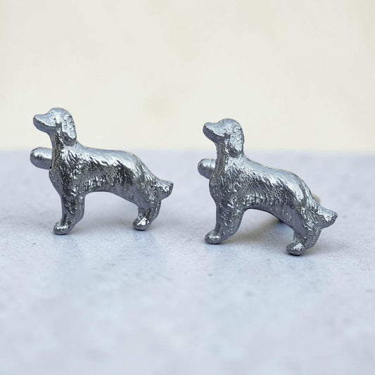 Dog Cufflinks, Setter Cufflinks, Handcast Pewter Cufflinks, Polished Finish