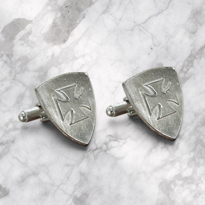 Knights Templar Cufflinks (Raised Cross), Handcast Pewter Cufflinks, Polished Finish