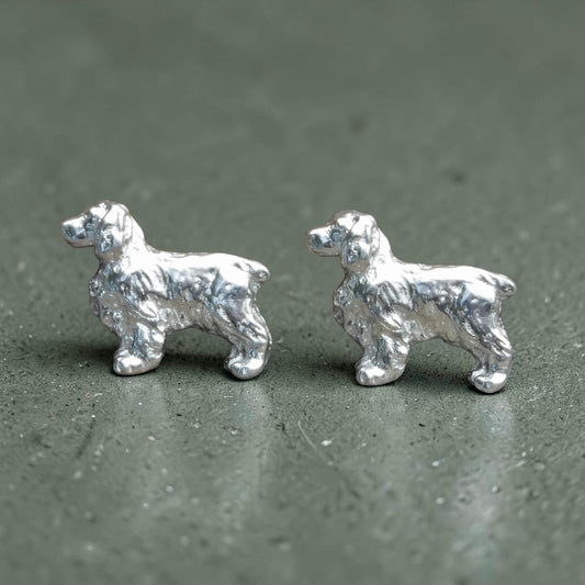 Springer Spaniel Dog Cufflinks, Handcast Pewter Cufflinks, Polished Finish