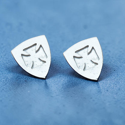 Knights Templar Cufflinks (Inset Cross), Handcast Pewter Cufflinks, Polished Finish