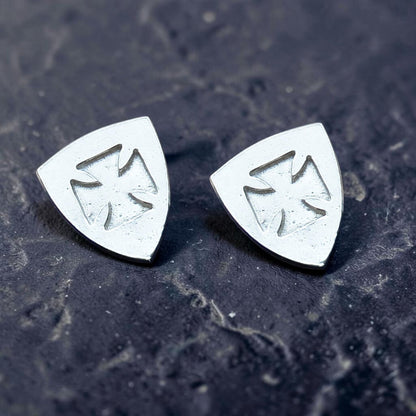 Knights Templar Cufflinks (Inset Cross), Handcast Pewter Cufflinks, Polished Finish