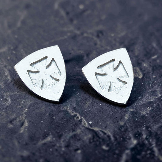 Knights Templar Cufflinks (Inset Cross), Handcast Pewter Cufflinks, Polished Finish